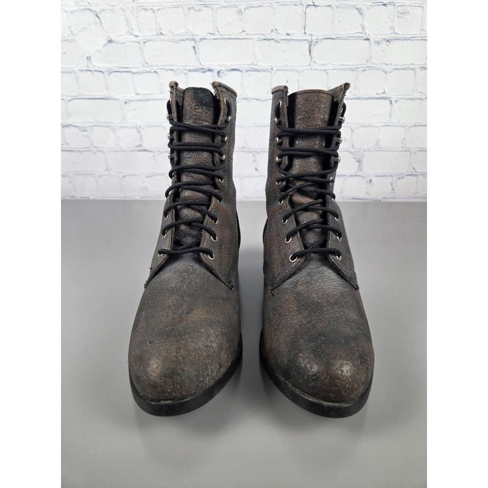 Ariat Womens Sz 8 Heritage Leather Lacer Boot Combat Gorpcore Gray Brown - Picture 2 of 11